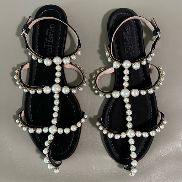 Giambattista Valli Maharani Satin & Faux Pearl Flat Sandals - Picture 4 of 15